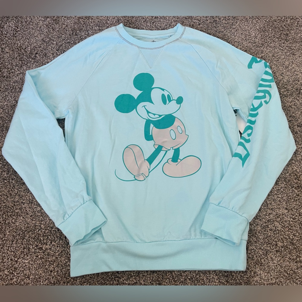Disney Light Blue Mickey Mouse Pullover Sweatshirt